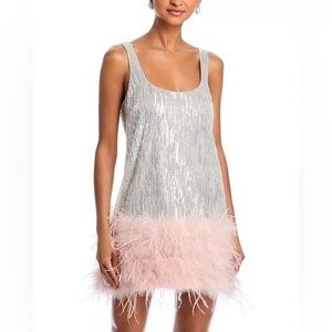 AQUA x Salvatore Rizza
Ostrich Feather Sequin Mini Dress - Exclusive